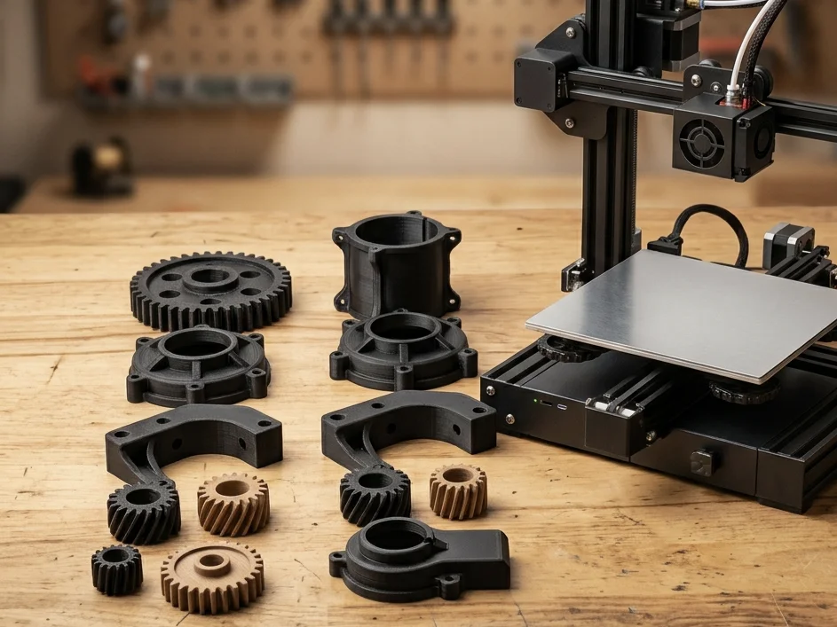 3D nyomtatott műszaki alkatrészek közelről