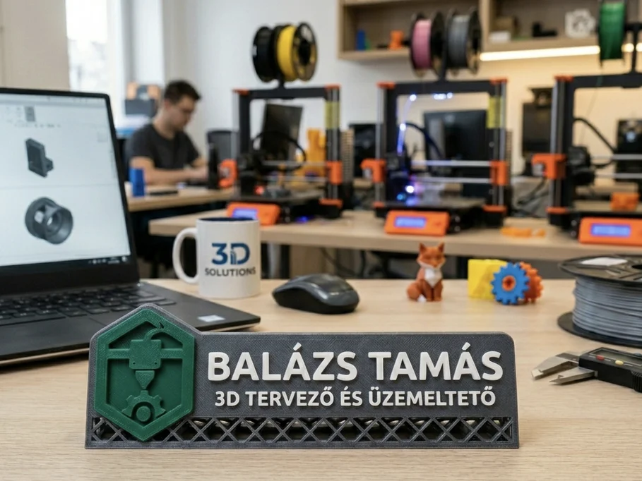 Egyedi 3D nyomtatott íróasztali névtábla logóval